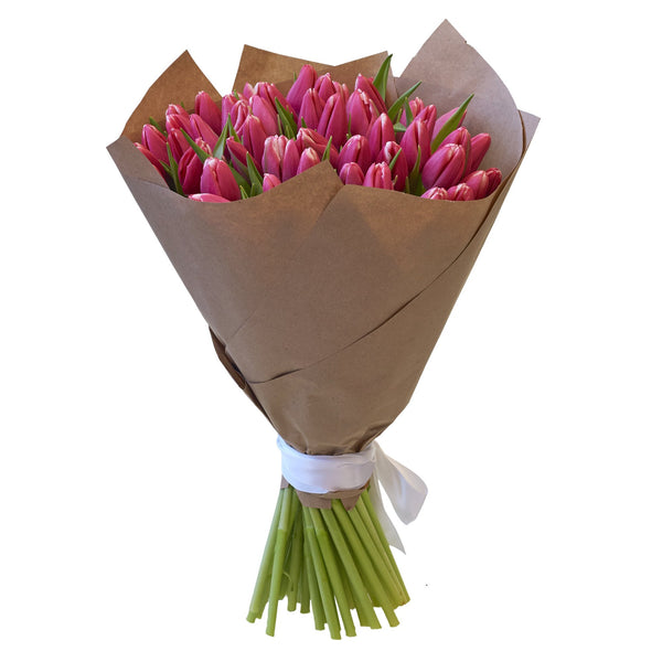 Pink Tulips Flower Bouquet pictured is an extra large size. We deliver flowers throughout Dublin and Ireland. Please place your order by 1 pm for Same Day Flower Delivery Dublin (available from Monday to Saturday) or Next Day Flowers Delivery Ireland