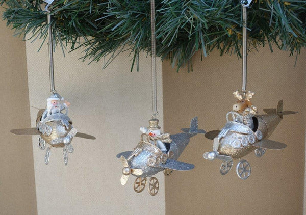 Christmas tree decorations aeroplane with spring hanger