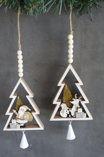 Wooden Christmas tree decoration white