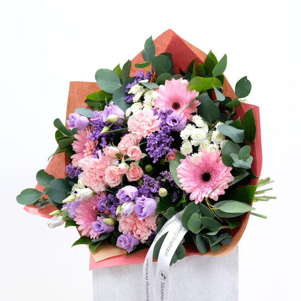 A pretty collection of pink and white flowers in the hand-tied bouquet for your loved ones. We deliver flowers throughout Dublin and Ireland. Please place your order by 1 pm for Same Day Flower Delivery in Dublin, Next Day Flowers Delivery Ireland Ireland and also Raheny Free Flower Delivery