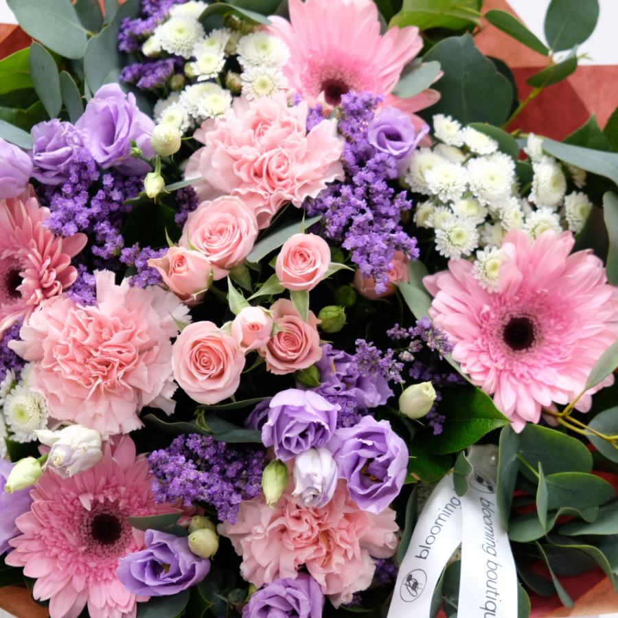 A pretty collection of pink and white flowers in the hand-tied bouquet for your loved ones. We deliver flowers throughout Dublin and Ireland. Please place your order by 1 pm for Same Day Flower Delivery in Dublin, Next Day Flowers Delivery Ireland Ireland and also Raheny Free Flower Delivery