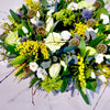 Our luxury wild one is a beautiful and unique version of the classic wreath. 50 cm big wreath includes a mix of meadow flowers. We deliver flower arrangements only in Dublin  Edit alt text
